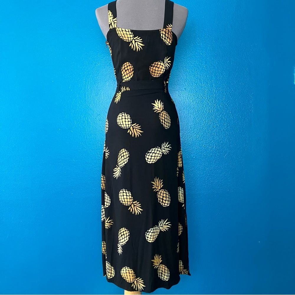 Sugarhill Brighton 70s Elva Midi Slip Dress in Handcrafted Pineapple Batik XS - Picture 7 of 14